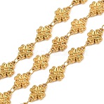 5M 304 Stainless Steel Four Leaf Clover Link Chains, Soldered, with Spool, Ion Plating(IP), Long-Lasting Plated, Real 18K Gold Plated, 11x8x2.5mm, about 16.40 Feet(5m)/Roll(SA-CBA7953-06G)