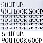 PVC Decorative Sticker, Self Adhesive Wall Decorations, Rectangle with Word Shut Up Pattern, Black, 233x87x0.2mm(DIY-WH0308-437A)