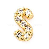 Rack Plating Brass Micro Pave Cubic Zirconia Cabochons, Cadmium Free & Lead Free, Long-Lasting Plated, Real 18K Gold Plated, Letter S, 6.5x4x2mm(KK-F874-04G-S)