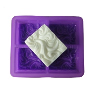 DIY Soap Silicone Molds, for Handmade Soap Making, Rectangle with Wave Pattern, Random Single Color or Random Mixed Color, 170x143x33mm, Inner Diameter: 70x52x30mm(SOAP-PW0001-028)
