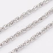 304 Stainless Steel Rope Chains, Soldered, with Spool, Stainless Steel Color, 2.5mm, about 32.8 Feet(10m)/roll(CHS-H007-22P)