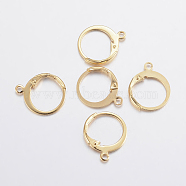 304 Stainless Steel Leverback Earring Findings, with Loop, Real 24K Gold Plated, 14x12x2mm, Hole: 1.2mm, Pin: 0.6x1mm(STAS-F155-13G)