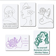 Plastic Drawing Painting Stencils Templates, Rectangle, Women Pattern, 20x30cm, 5pcs/set(DIY-WH0244-024)