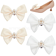 Elite 2 Pairs 2 Colors Polyester Bowknot Bridal Shoe Decoration, with ABS Plastic Imitation Pearl & Glass Rhinestone, Alloy Shoe Buckle Clips, Mixed Color, 64~74x104~108x22~26mm, 1 pair/style(DIY-PH0020-72)
