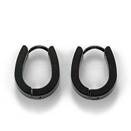 304 Stainless Steel Hoop Earrings, Hypoallergenic Earrings, Oval, Electrophoresis Black, 15.5~16x14x4mm, Pin: 1mm(EJEW-O087-08B-EB)