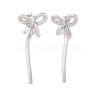 304 Stainless Steel Stud Earrings for Women, Bowknot, Stainless Steel Color, 55x20mm(EJEW-Z049-04P)