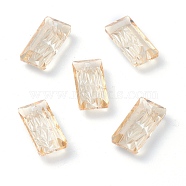 Embossed Glass Rhinestone Pendants, Rectangle, Faceted, Golden Shadow, 14x7x4.2mm, Hole: 1.5mm(GLAA-J101-07A-001GS)