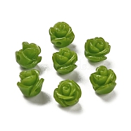 Synthetic Coral Carved Beads, Dyed, Flower, Olive Drab, 8.5x8.5x8mm, Hole: 1.2mm(CORA-H003-01B-31)