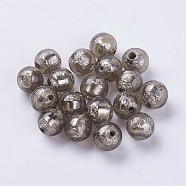 Handmade Silver Foil Lampwork Beads, Round, Gray, 9.5~10mm, Hole: 1.5~2mm(LAMP-J089-P02)
