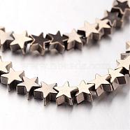 Electroplate Non-magnetic Synthetic Hematite Bead Strands, Star, Antique Bronze Plated, 6x6x2~3mm, Hole: 1mm, about 86pcs/strand, 15.7 inch(G-F300-24B-06)
