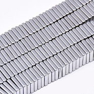 Electroplate Non-magnetic Synthetic Hematite Heishi Beads Strands, Thin Slice Flat Square Beads, Platinum Plated, 8.5x8.5x2mm, Hole: 1mm, about 201pcs/strand, 16.1 inch(G-T061-24D)