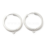 201 Stainless Steel Huggie Hoop Earrings Findings, with Vertical Loop, with 316 Surgical Stainless Steel Earring Pins, Ring, Silver, 24x3mm, Hole: 2.7mm, Pin: 1mm(STAS-A167-01Q-S)