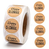Self-Adhesive Kraft Paper Gift Tag Stickers, Adhesive Labels, for Festival, Christmas, Holiday, Wedding Presents, with Word Happy MAIL, Navajo White, 25mm, 500pcs/roll(X-DIY-G013-A18)