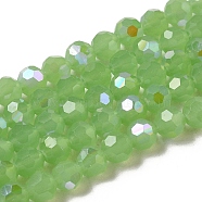 Imitation Jade Glass Beads Strands, Faceted, Round, Light Green, 6x5.5mm, Hole: 0.9mm, about 94~97pcs/strand, 21.06~21.18''(53.5~53.8cm)(EGLA-A035-J6mm-L01)