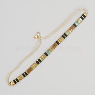 Vintage Ethnic Style Glass Tila Beaded Handmade Slider Bracelets for Women, Colorful, 11 inch(28cm)(ZN9527-1)