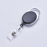 (Clearance Sale)Plastic Retractable Badge Holders, Tag Card Holders, Platinum, Black, 110x34.5mm(TOOL-WH0032-05E)