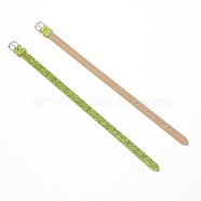 Imitation Leather Watch Bands, with Glitter Powder and Alloy Findings, Platinum, Yellow Green, 8-5/8 inch(21.9cm)(AJEW-WH0023-29C)