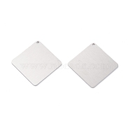 304 Stainless Steel Pendants, Stamping Blank Tag, Laser Cut, Double Side Drawbench Effect, Rhombus, Stainless Steel Color, 36x36x1mm, Hole: 1.8mm(STAS-O133-08C-P)