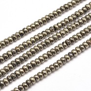 Rondelle Natural Pyrite Beads Strands, 4x3mm, Hole: 1mm, about 200pcs/strand, 15.7 inch(G-I126-12-4x3mm)