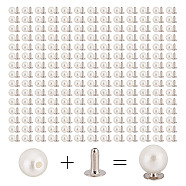 200 Sets ABS Plastic Imitation Pearl Rivet Studs, with Iron Findings, White, 6mm, Finding: 4x5mm(KY-GO0001-06A)