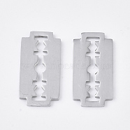 201 Stainless Steel Filigree Joiners, Smooth Surface, Razor Blade Shape, Stainless Steel Color, 18x9.5x1mm(STAS-N088-08)