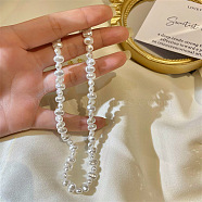 Baroque Plastic Imitation Keshi Pearl Beaded Necklaces for Women, White, 15.55 inch(39.5cm)(NJEW-H047-10)