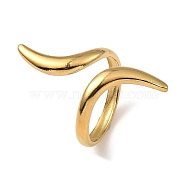 304 Stainless Steel Open Cuff Rings, Twist Wire Wrap Ring, Real 18K Gold Plated, US Size 6 3/4(17.1mm)(RJEW-Z018-02G)