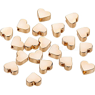 Brass Beads, Long-Lasting Plated, Heart, Real 18K Gold Plated, 4.5x5x2.5mm, Hole: 1.5mm, 20pcs/set(KK-BC0004-14G)