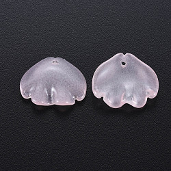Transparent Baking Painted Imitation Jade Glass Pendants, Shell, Pink, 15x18x4mm, Hole: 1.2mm(DGLA-Q025-001A)