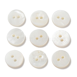 Natural Freshwater Shell Buttons, 2-Hole, Flat Round, Seashell Color, 10x1.8mm, Hole: 1.2mm(BSHE-P033-06)
