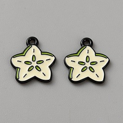 Alloy Enamel Pendants, Fruits Charms, Carambola, 16x14x1mm, Hole: 1.5mm(ENAM-TAC0019-03O)