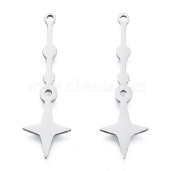 Non-Tarnish 201 Stainless Steel Pendants, Star Charm, Stainless Steel Color, 36x11x1mm, Hole: 1.5mm(STAS-N090-LA951-1)