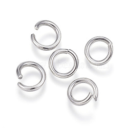 Non-Tarnish 304 Stainless Steel Open Jump Rings, Stainless Steel Color, 12 Gauge, 11x2mm, Inner Diameter: 7mm, about 73pcs/50g(X-STAS-E113-10P)