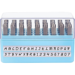 Chromium Stamps, Including Letter A~Z and Number, Blue, 62x7x7mm, 36pcs/box(AJEW-WH0126-60A)