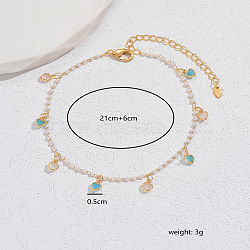 Boho Brass Micro Pave Cubic Zirconia Anklets for Women, Heart(OF8830-3)