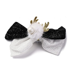 CLoth Bowknot Hair Barrettes, with Iron Bell, Bowknot, 60x100x40mm(PHAR-Q010-01A)