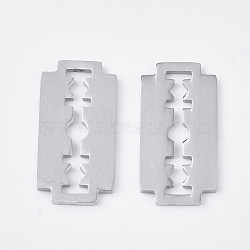 Non-Tarnish 201 Stainless Steel Filigree Joiners, Smooth Surface, Razor Blade Shape, Stainless Steel Color, 18x9.5x1mm(STAS-N088-08)