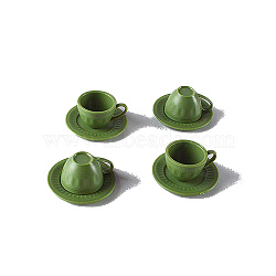 Plastic Tea Cup & Plate Miniature Ornaments, Micro Landscape Home Dollhouse Accessories, Pretending Prop Decorations, Dark Green, 25mm(PW-WG58236-03)