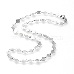 304 Stainless Steel Link Chain Necklaces, with Lobster Claw Clasps, Rhombus, Stainless Steel Color, 16.53 inch~16.73 inch(42~42.5cm)(STAS-I156-25P)