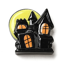 Halloween Theme Cartoon Resin  Cabochons, Haunted House/Castle, 21x20x6mm(CRES-D043-01C)