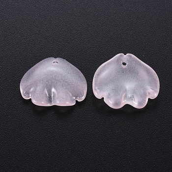 Transparent Baking Painted Imitation Jade Glass Pendants, Shell, Pink, 15x18x4mm, Hole: 1.2mm