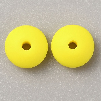 Rondelle Food Grade Eco-Friendly Silicone Abacus Beads, Yellow, 11.5~12x6mm, Hole: 3mm
