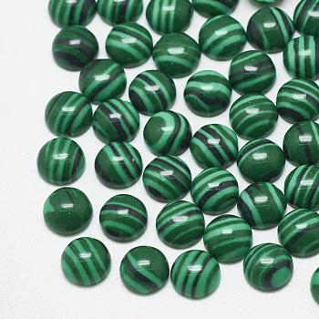 Synthetic Malachite Cabochons, Half Round, Green, 6x3mm