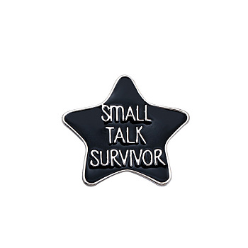 Halloween Word Small Talk Survivor Enamel Pin, Platinum Alloy Brooch for Backpack Clothes, Star Pattern, 25x28mm