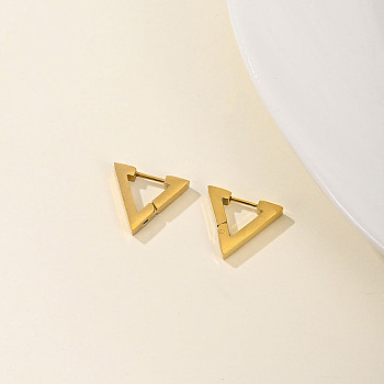 Fashionable Hoop Earrings for Women and Men, Geometric Earrings in Retro Style, Triangle, Real 18K Gold Plated, 15x17mm