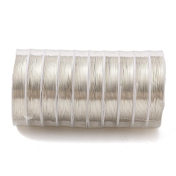 10 Rolls Round Copper Wire, Long-Lasting Plated, Silver, 24 Gauge, 0.5mm, 5.5m/roll