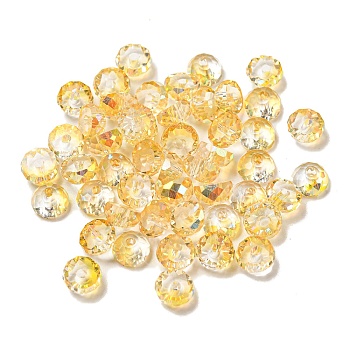 Electroplate Glass Beads, Faceted, Half Round, Gold, 5.5x3mm, Hole: 1.4mm, 100pcs/bag