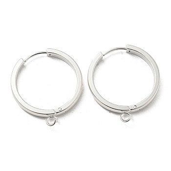 201 Stainless Steel Huggie Hoop Earrings Findings, with Vertical Loop, with 316 Surgical Stainless Steel Earring Pins, Ring, Silver, 24x3mm, Hole: 2.7mm, Pin: 1mm