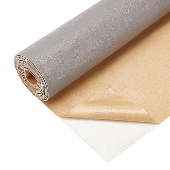PU Leather Self-adhesive Fabric, Rectangle, Gray, 135x30x0.1cm