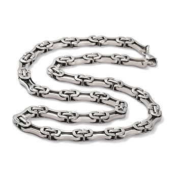 201 Stainless Steel Byzantine Chain Necklace, with 304 Stainless Steel Clasps, Stainless Steel Color, 23.62 inch(60cm)